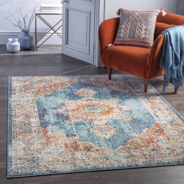 Cairneyhill Distressed Blue Medallion Rug - Clearance Online now
