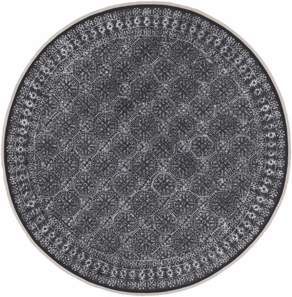 Maroochydore Cotton Charcoal Round Rug - Clearance For Discount