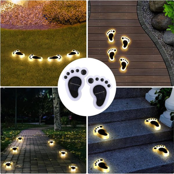 2 Pcs - Solar Powered Foot Print Ground Light Cheap - Image 3