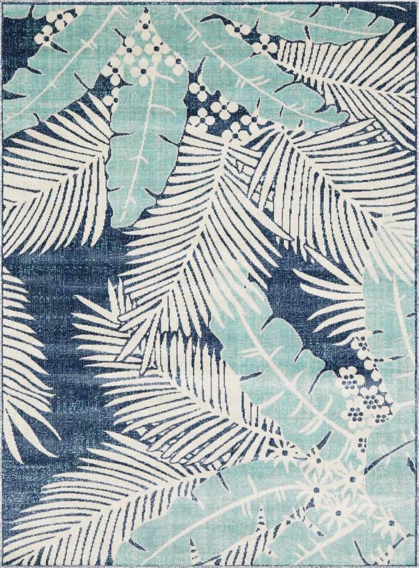 Thebarton Coastal Blue Palm Area Rug Supply - Image 2
