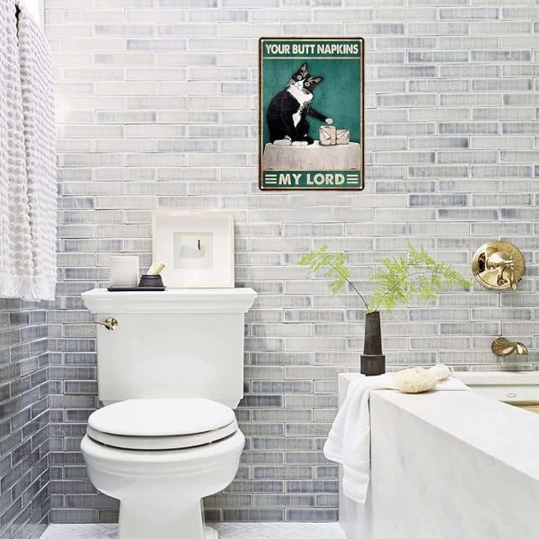 Funny Cat Bathroom Decor Sign Online Sale - Image 2