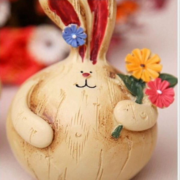 2 Pcs - Hand Painted Bunny Figurine Supply - Image 4