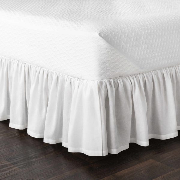 Castlemartyr White Textured Ruffled Bed Skirt For Discount