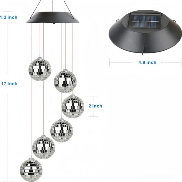 Solar Powered Mirror Ball Wind Chime Light For Discount - Image 4