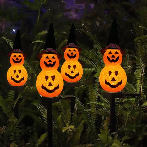 Solar-Powered Pumpkin Wizard Hat Stake Light Online Sale - Image 2