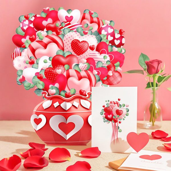 3D Heart Bouquet Pop Up Card Cheap