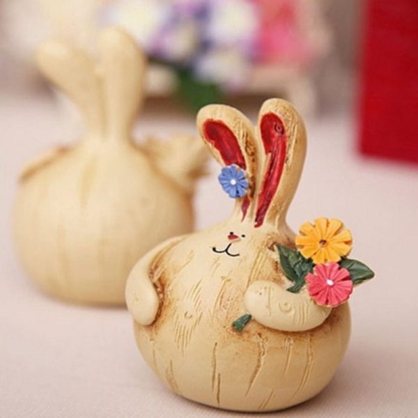 2 Pcs - Hand Painted Bunny Figurine Supply - Image 5