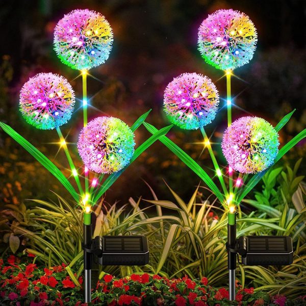 2 Pcs - Solar Powered LED Dandelion Stake Light Online Sale - Image 2