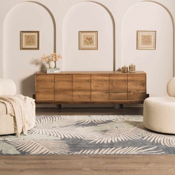 Thebarton Coastal Blue Palm Area Rug Supply - Image 3