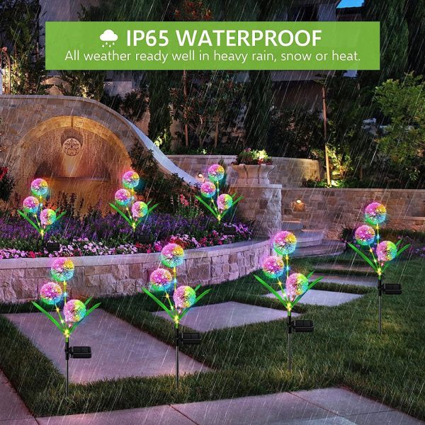 2 Pcs - Solar Powered LED Dandelion Stake Light Online Sale - Image 3