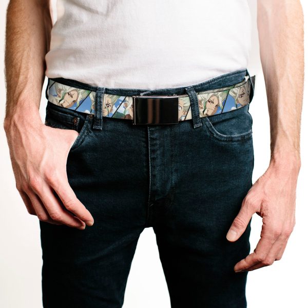 Web Belt Blank Black Buckle - Dr. Stone Senku Ishigami Expression Blocks Blues Webbing Supply - Image 2