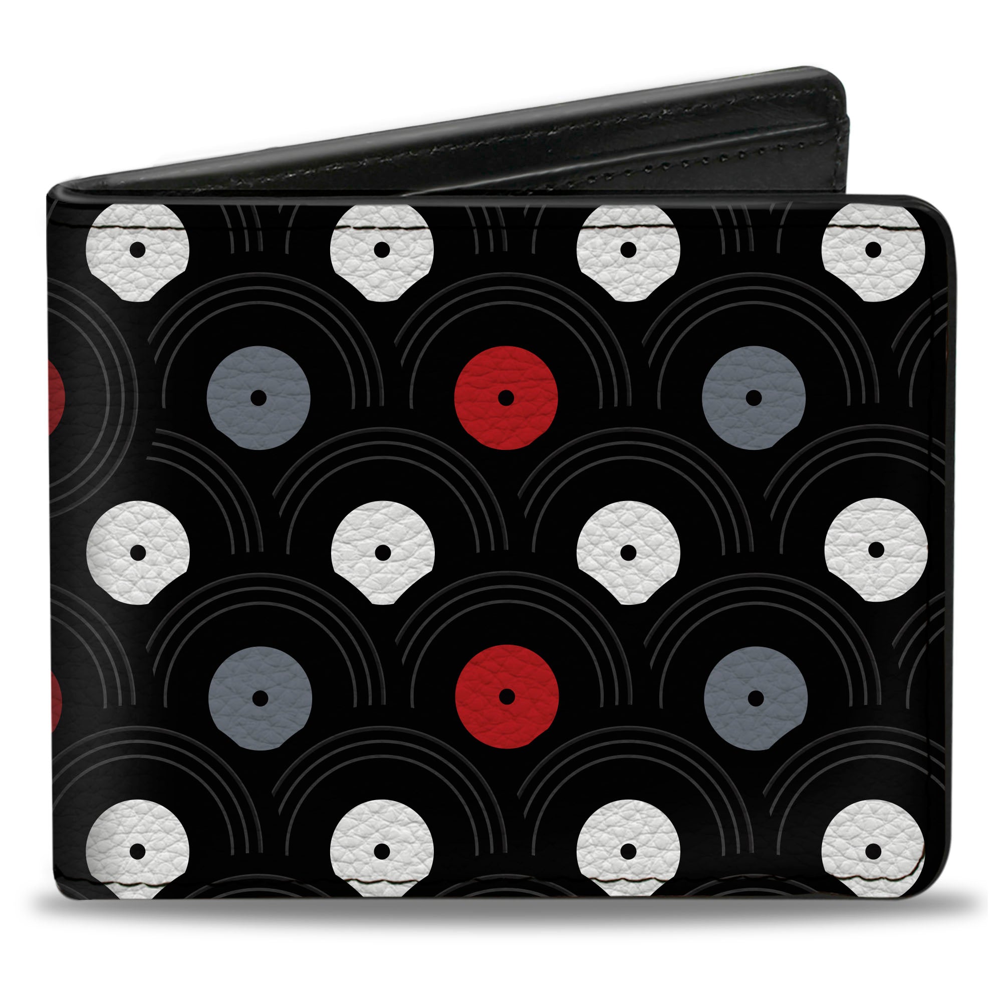 Bi-Fold Wallet – Vinyl Records Stacked Black Gray Red White For Discount